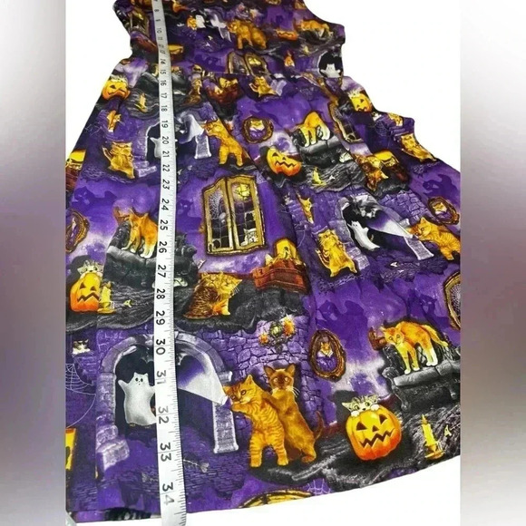 ModCloth Halloween Dress Spooky Cat and Pumpkin Print Sleeveless Skater Dress S - Picture 8 of 13